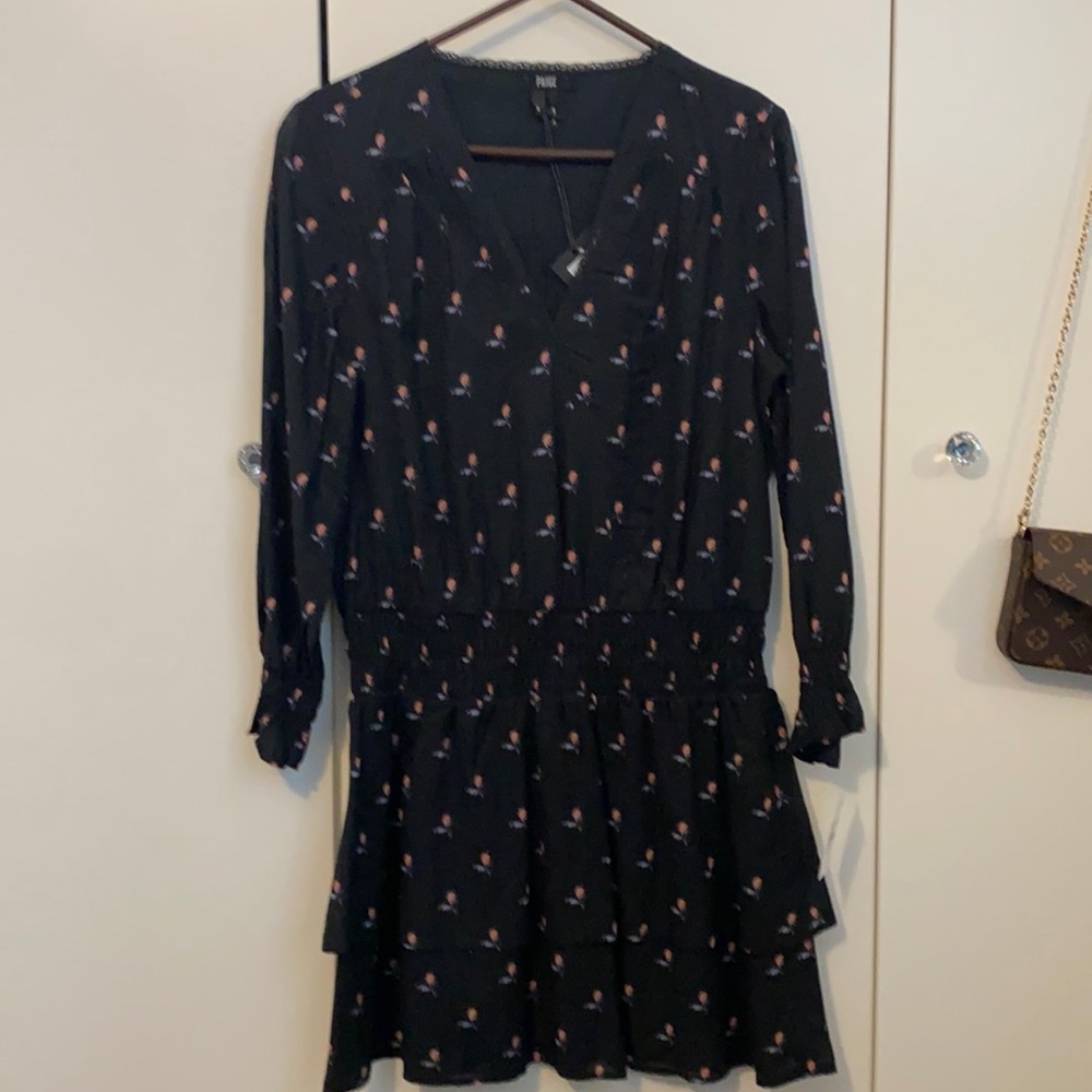 NWT Paige dark blue with pink flowers